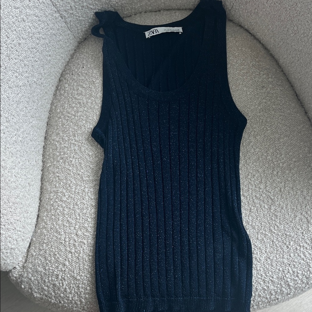 Zara Midnight Black Ribbed Tank Top